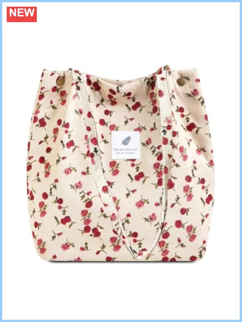 Corduroy Quilted Tote Bag Large Capacity Inner Pockets Durable